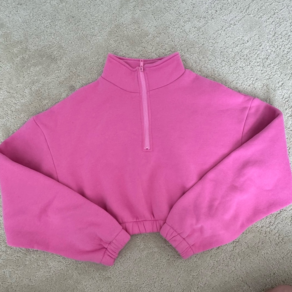 Vibrant Pink Quarter-Zip Fleece Pullover